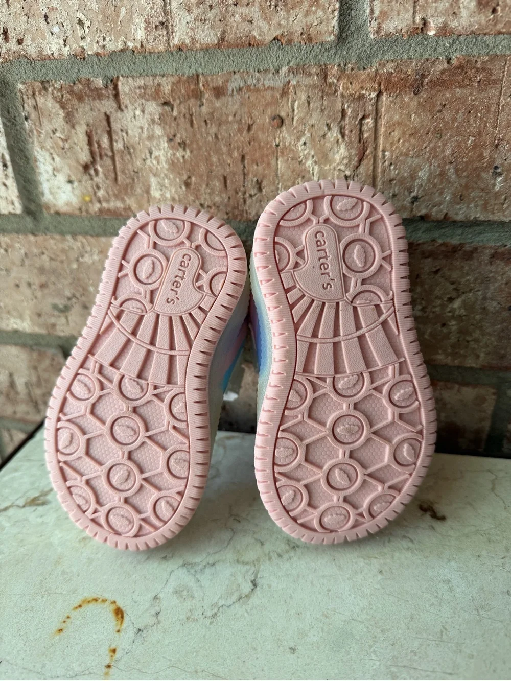 Carter's White LIGHT UP Sneakers with Pink, Blue & Lavender Stripe Accents